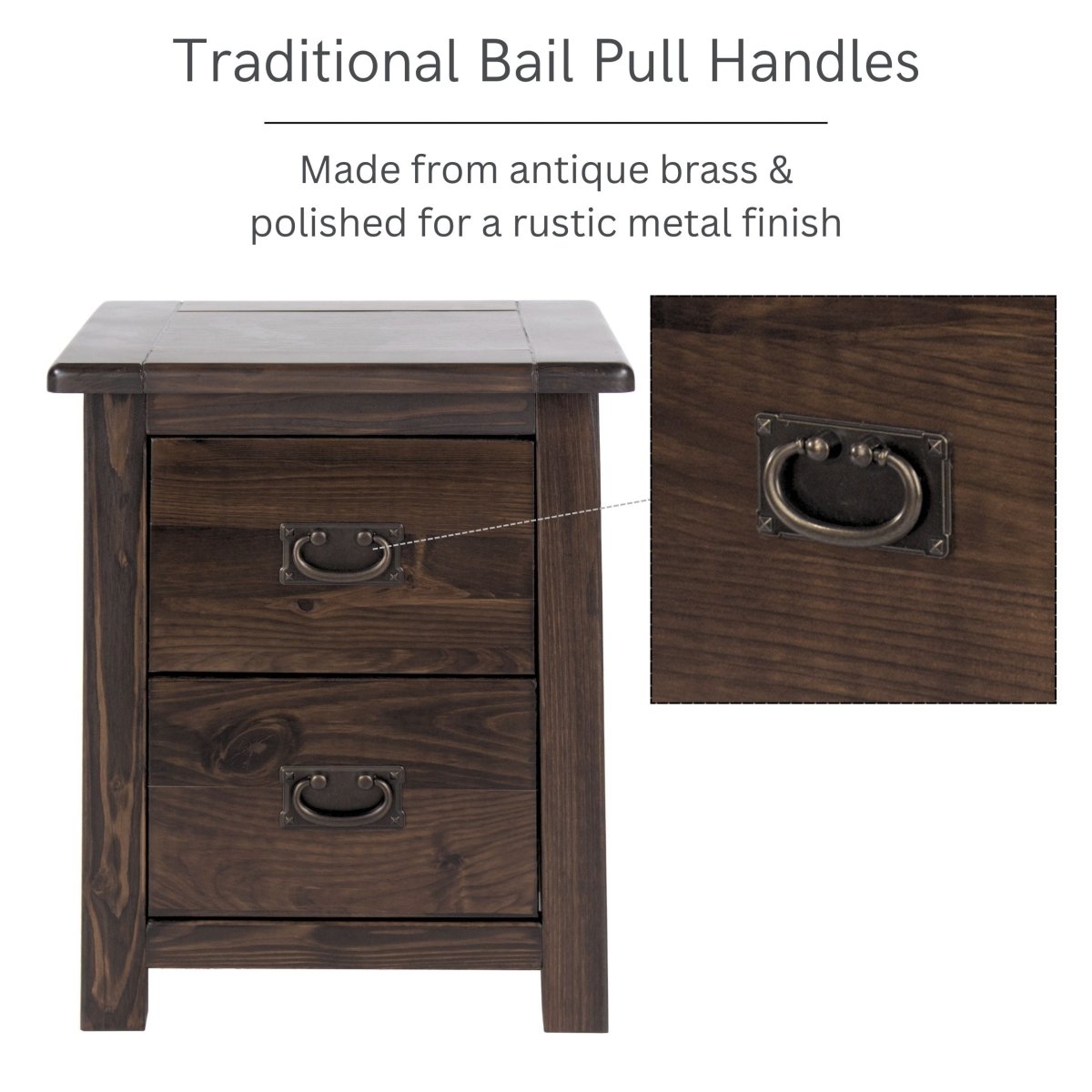 Boston Wooden 2 Drawer Bedside - Price Crash Furniture