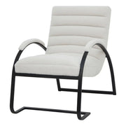 Boucle Ribbed Ark Chair In Black And Cream - Price Crash Furniture