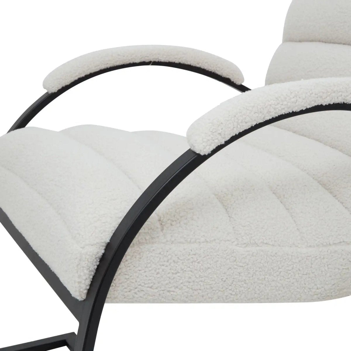 Boucle Ribbed Ark Chair In Black And Cream - Price Crash Furniture