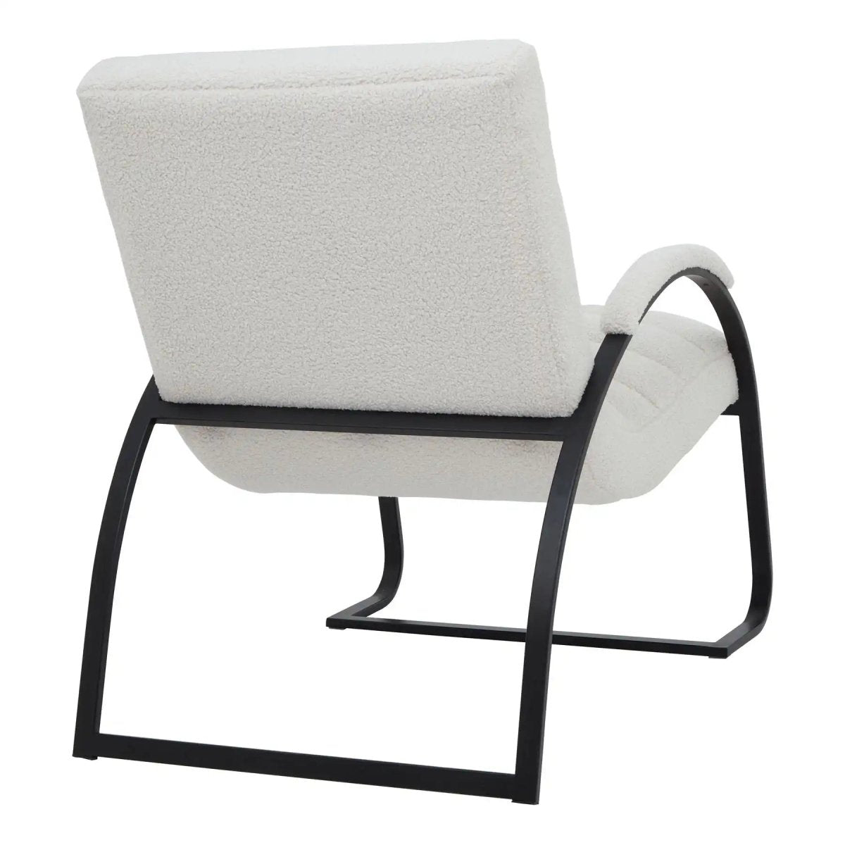 Boucle Ribbed Ark Chair In Black And Cream - Price Crash Furniture