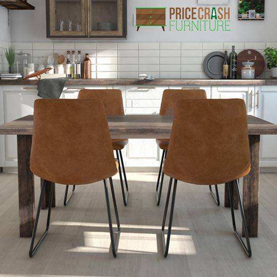 Bowden Pair of Dining Chairs in Caramel Maple Faux Leather by Dorel - Price Crash Furniture
