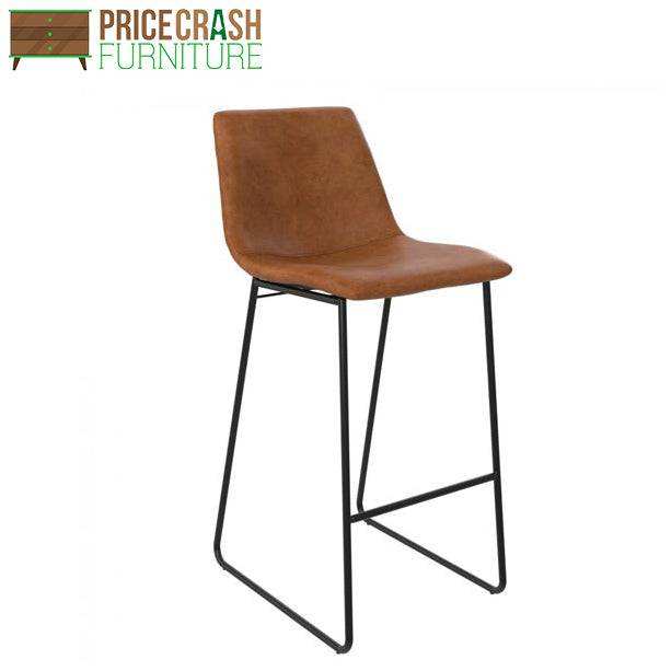 Bowden Single Barstool in Caramel Maple Faux Leather by Dorel - Price Crash Furniture