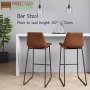 Bowden Single Barstool in Caramel Maple Faux Leather by Dorel - Price Crash Furniture