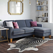 Bowen Corner L Shape Sofa with Contrast Welting in Blue Chenile by Dorel - Price Crash Furniture