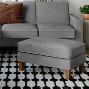 Bowen Ottoman Footstool with Contrast Welting in Grey Chenile by Dorel - Price Crash Furniture