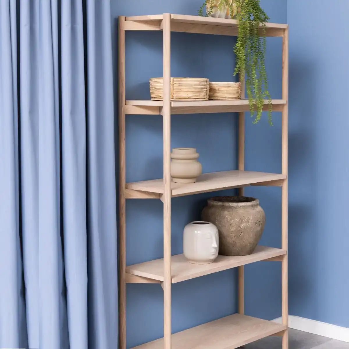 Braidwood Bookcase with 4 Shelves in White Oak Veneer - Price Crash Furniture