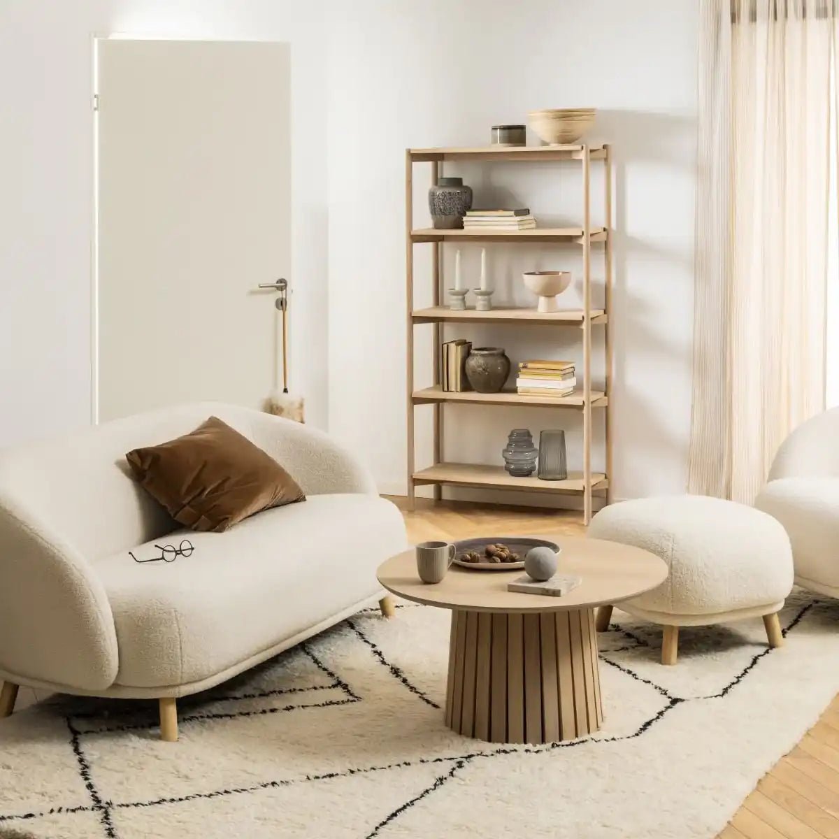 Braidwood Bookcase with 4 Shelves in White Oak Veneer - Price Crash Furniture