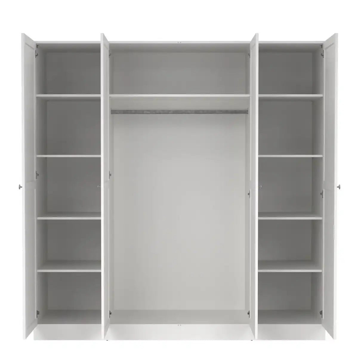 Brande Large Wide Shaker Style Wardrobe With 4 Frame Doors In White - Price Crash Furniture
