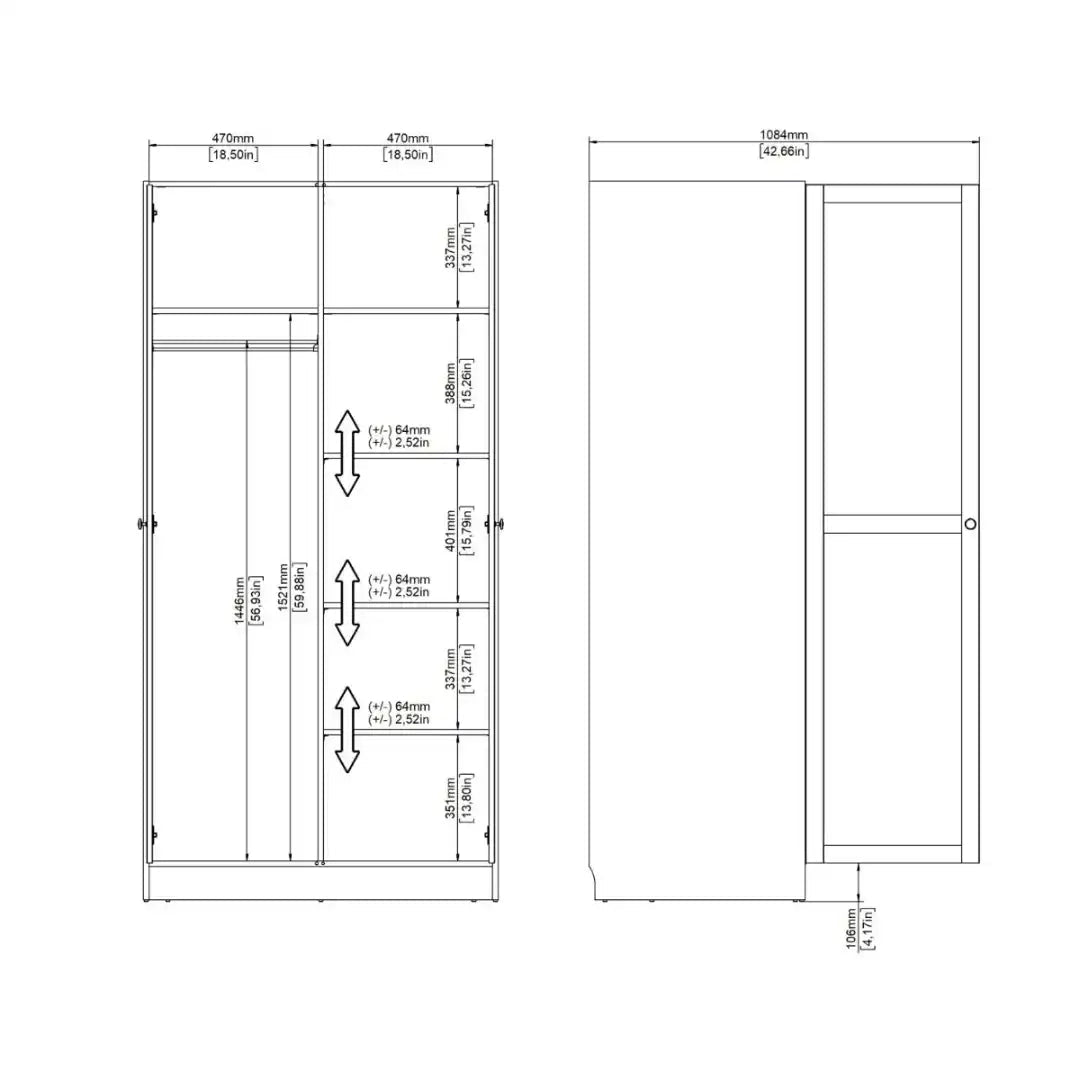 Brande Wardrobe with 2 Frame Doors in Jackson Hickory - Price Crash Furniture