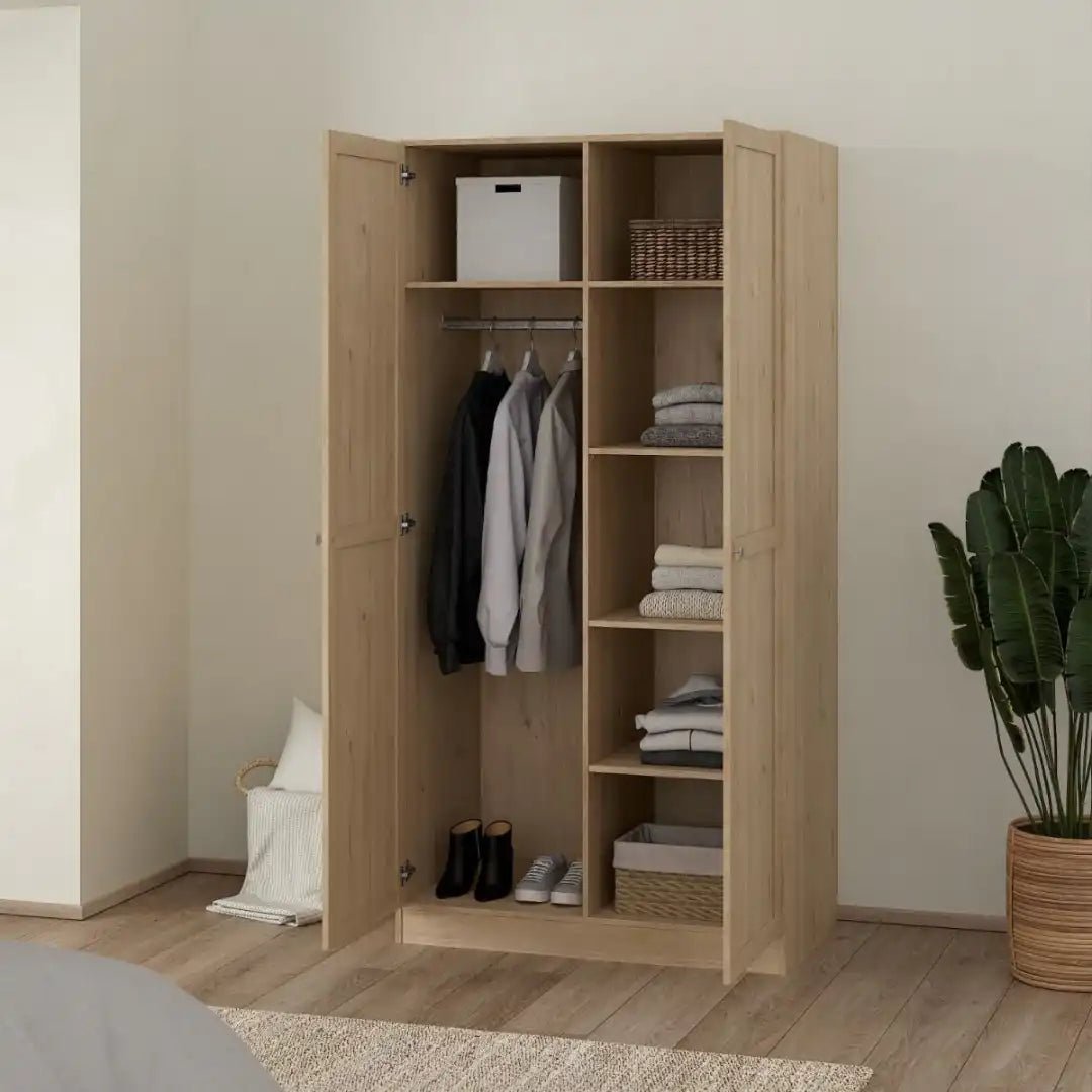 Brande Wardrobe with 2 Frame Doors in Jackson Hickory - Price Crash Furniture