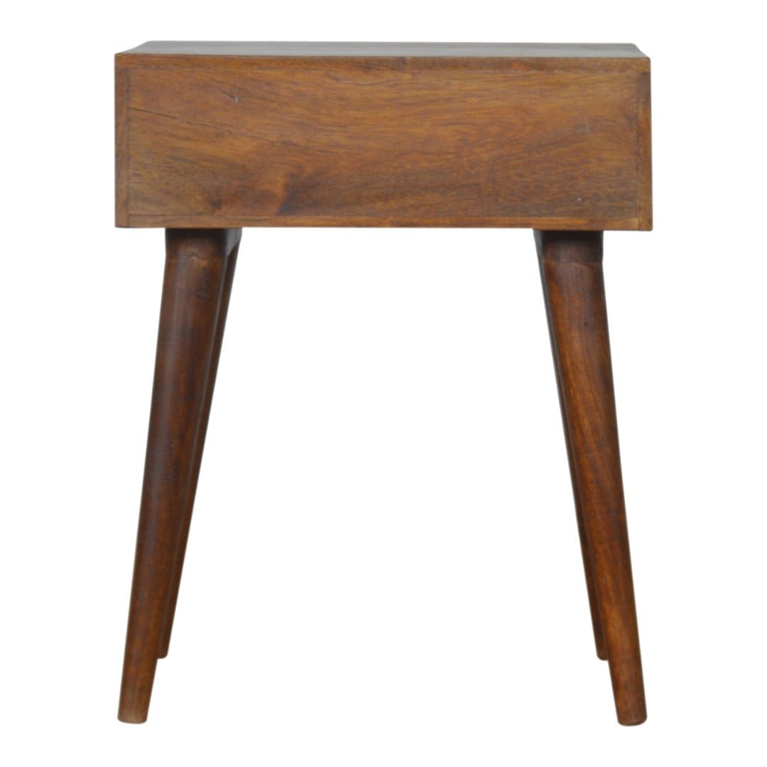 Brass Inlay 1 Drawer Chevron Bedside Table - Price Crash Furniture