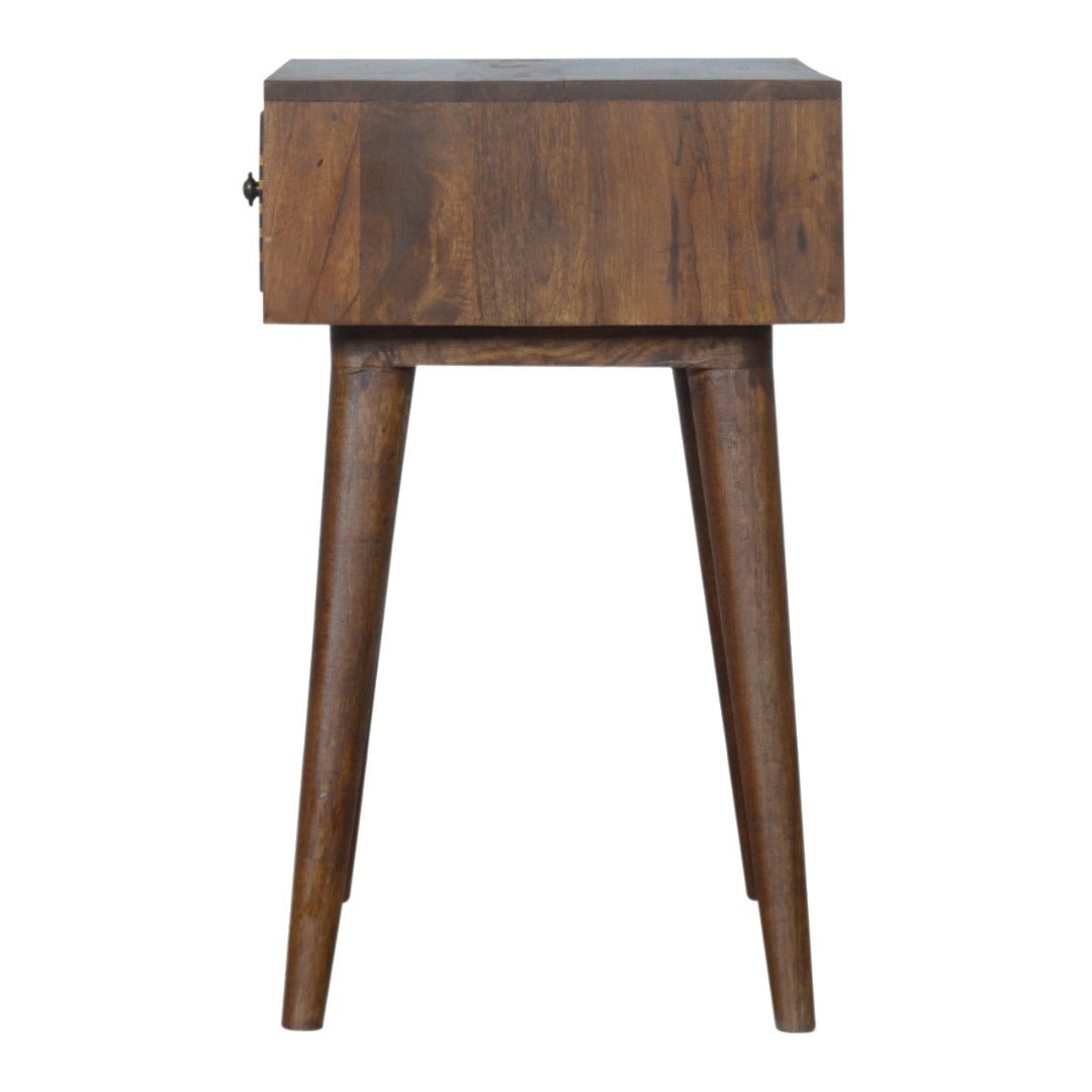 Brass Inlay 1 Drawer Chevron Bedside Table - Price Crash Furniture