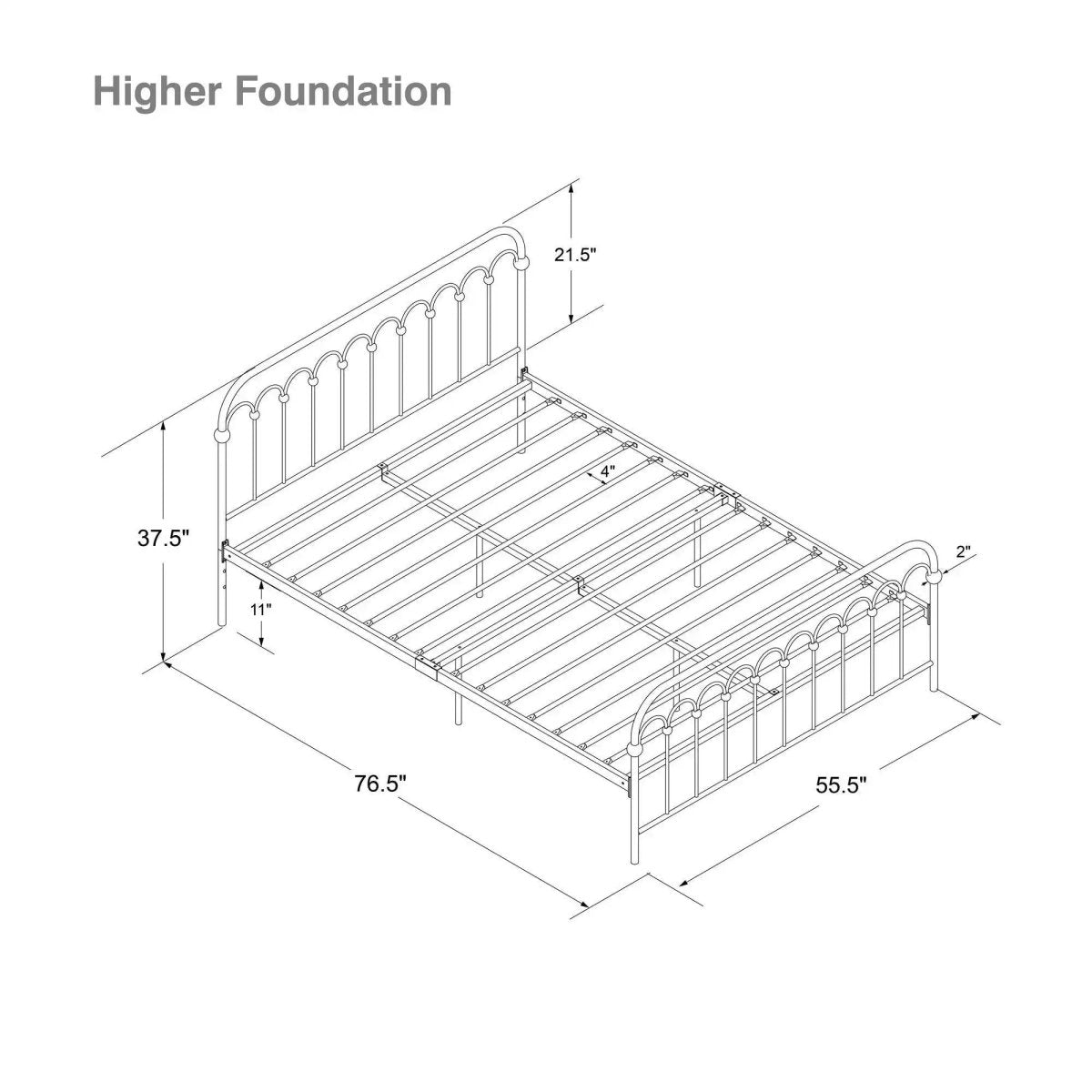 Bright Pop Metal Bed - Double UK in Black Metal by Dorel - Price Crash Furniture