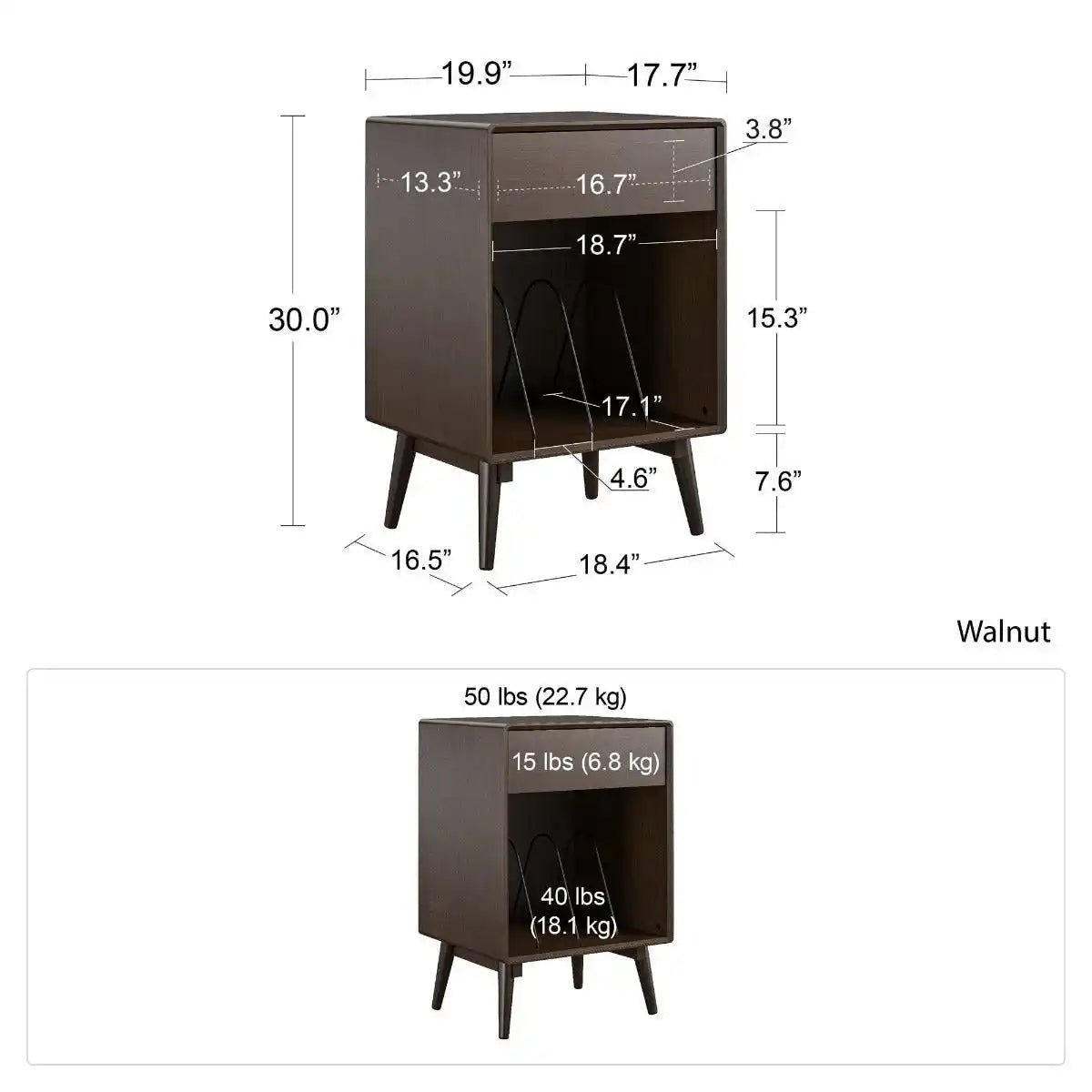 Brittany Turntable Stand in Walnut by Dorel Novogratz - Price Crash Furniture