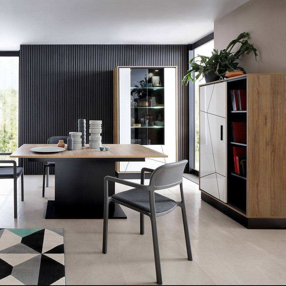 Brolo Extending Dining Table 160 - 200cm Walnut And Dark Panel Finish - Price Crash Furniture