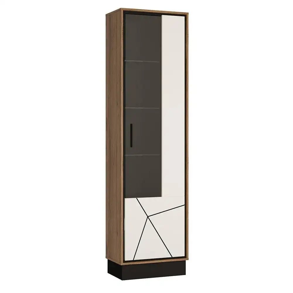 Brolo Tall Bookcase Shelving Unit With Walnut And Dark Panel Finish - Price Crash Furniture