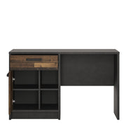 Brooklyn Desk With 1 Door And 1 Drawer In Walnut & Dark Grey - Price Crash Furniture
