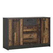 Brooklyn Sideboard with 3 Doors and 1 Drawer in Walnut and Grey - Price Crash Furniture