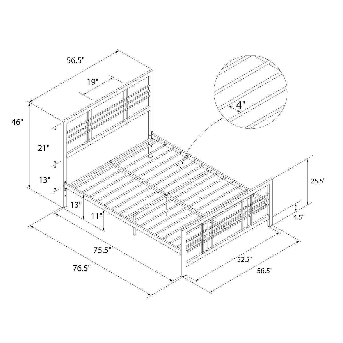 Burbank Metal UK Double Bed in Black by Dorel - Price Crash Furniture