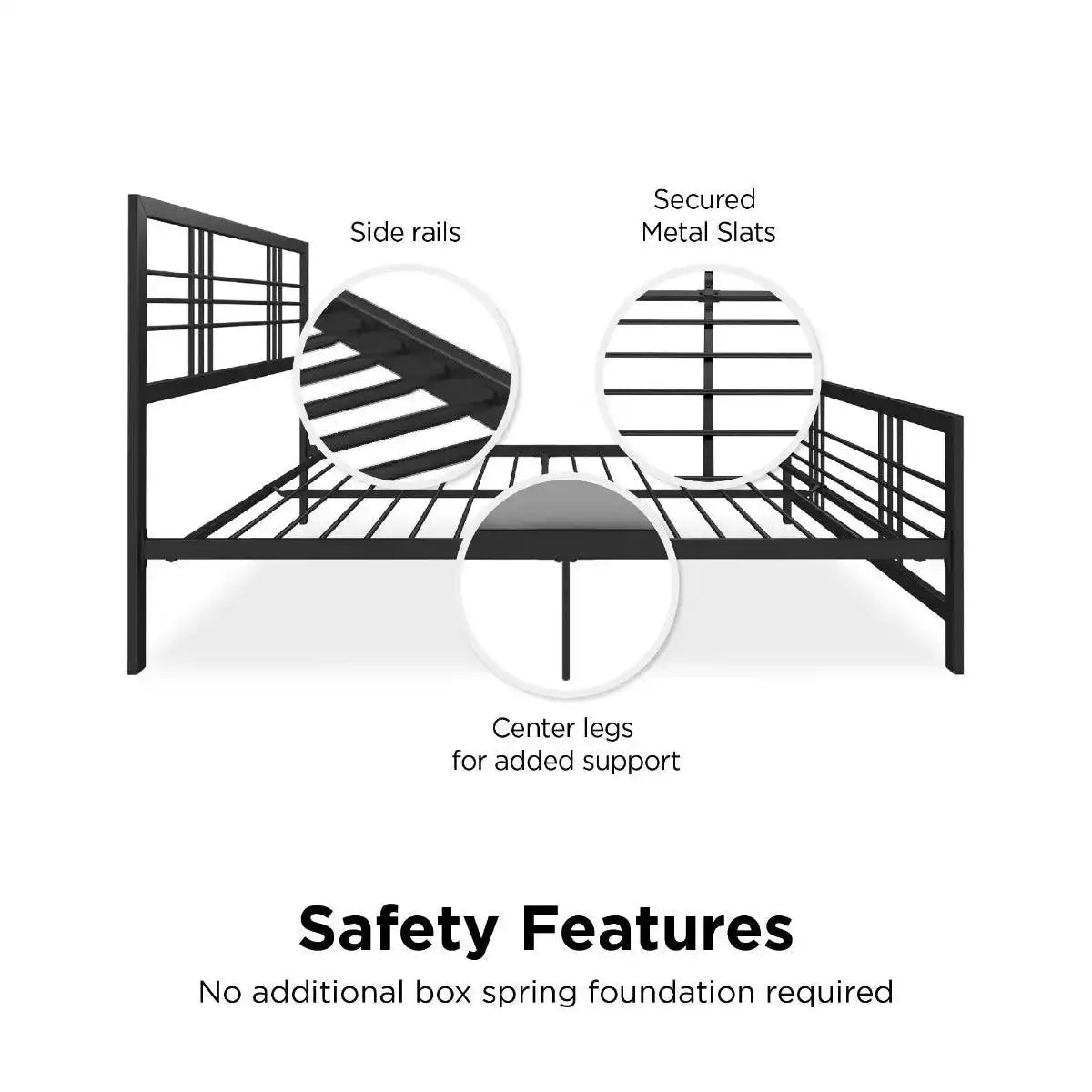 Burbank Metal UK King Size Bed in Black by Dorel - Price Crash Furniture