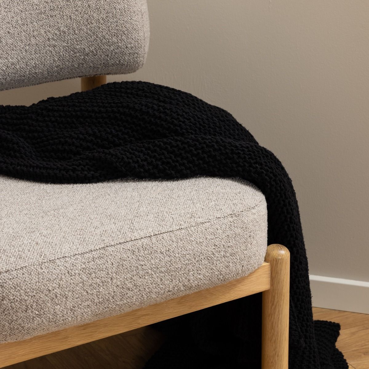 Burley Lounge Chair In Beige Fabric And Oak - Price Crash Furniture