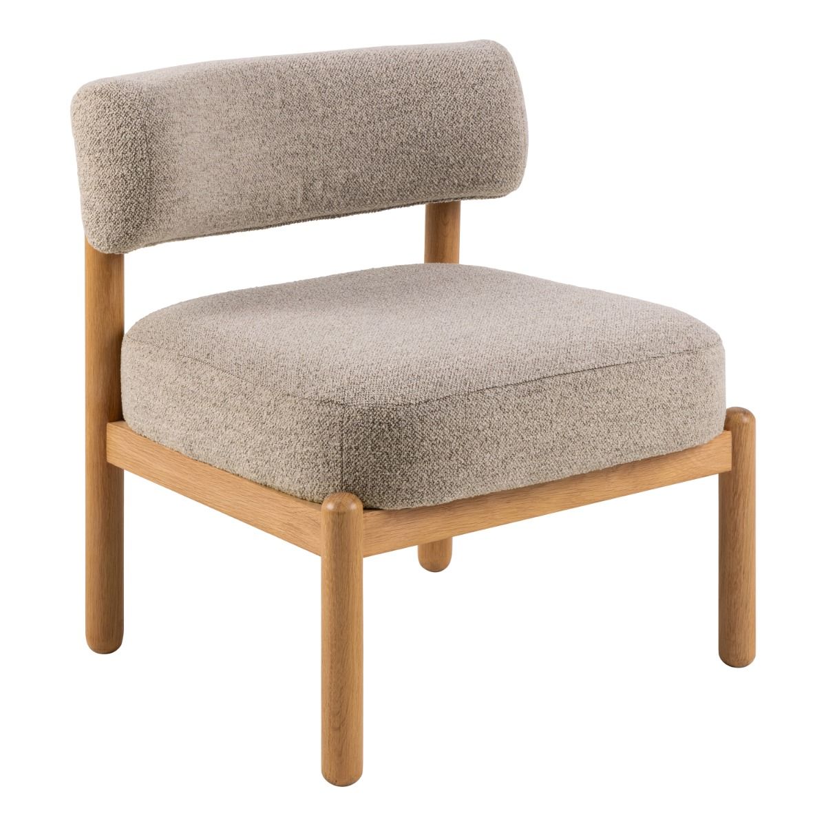 Burley Lounge Chair In Beige Fabric And Oak - Price Crash Furniture