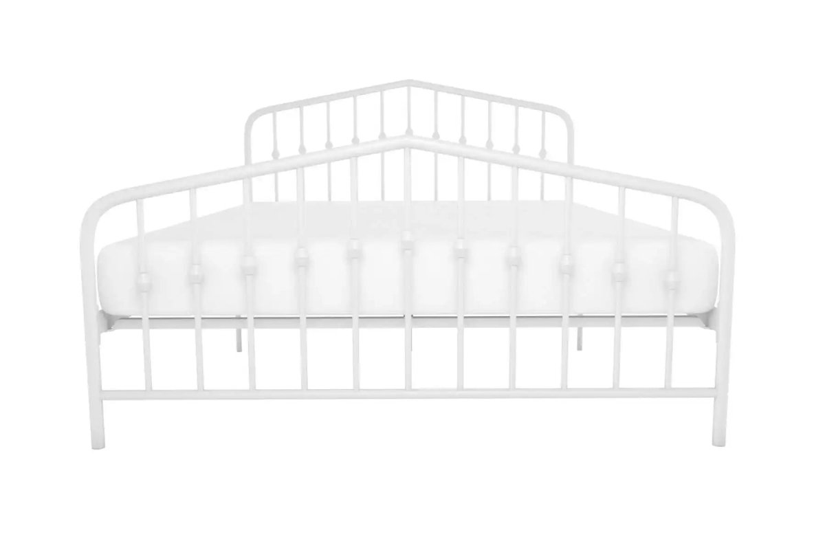 Bushwick King Bed in White Metal by Dorel - Price Crash Furniture