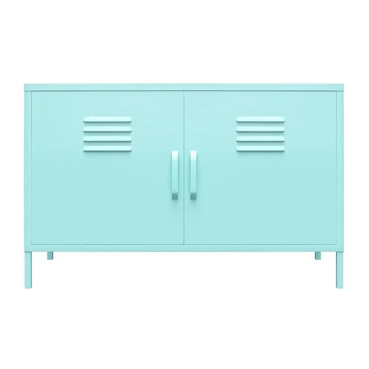 Cache 2 Door Metal Locker Accent Cabinet Short in Mint by Dorel Novogratz - Price Crash Furniture