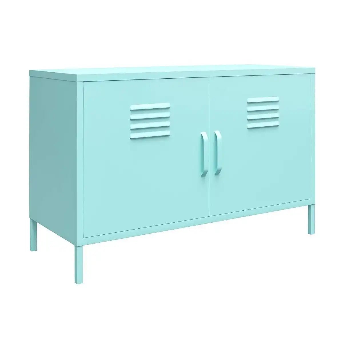 Cache 2 Door Metal Locker Accent Cabinet Short in Mint by Dorel Novogratz - Price Crash Furniture