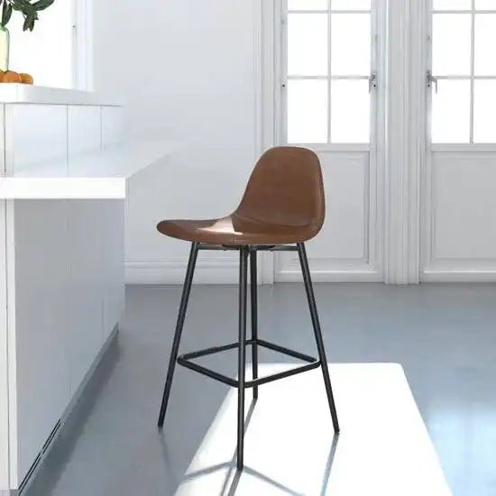 Calvin Single Upholstered Counter Stool in Camel Faux Leather by Dorel - Price Crash Furniture
