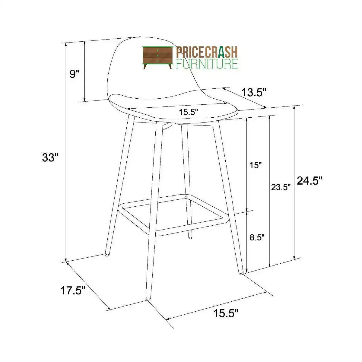 Calvin Single Upholstered Counter Stool in Camel Faux Leather by Dorel - Price Crash Furniture