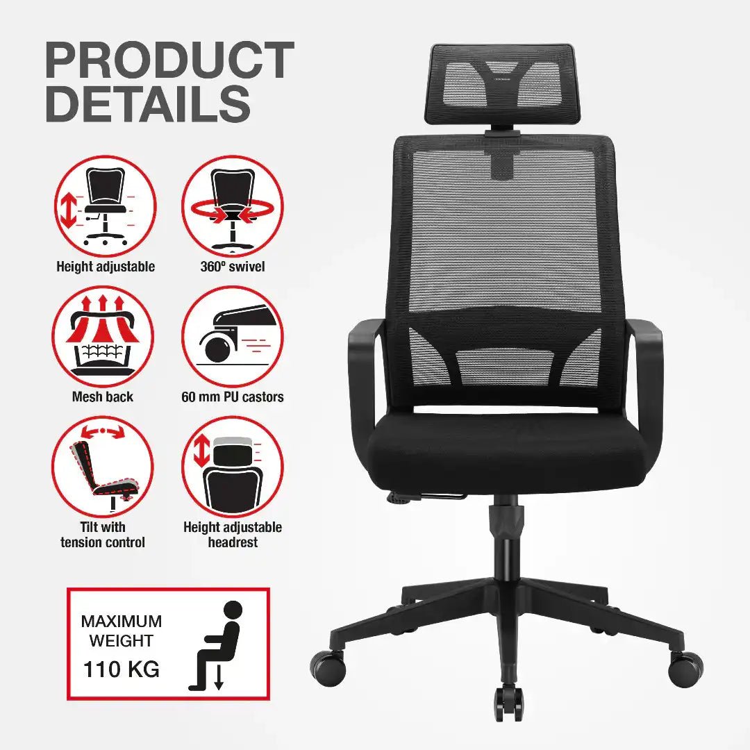 Cambridge Plus Office Chair - Black - Price Crash Furniture
