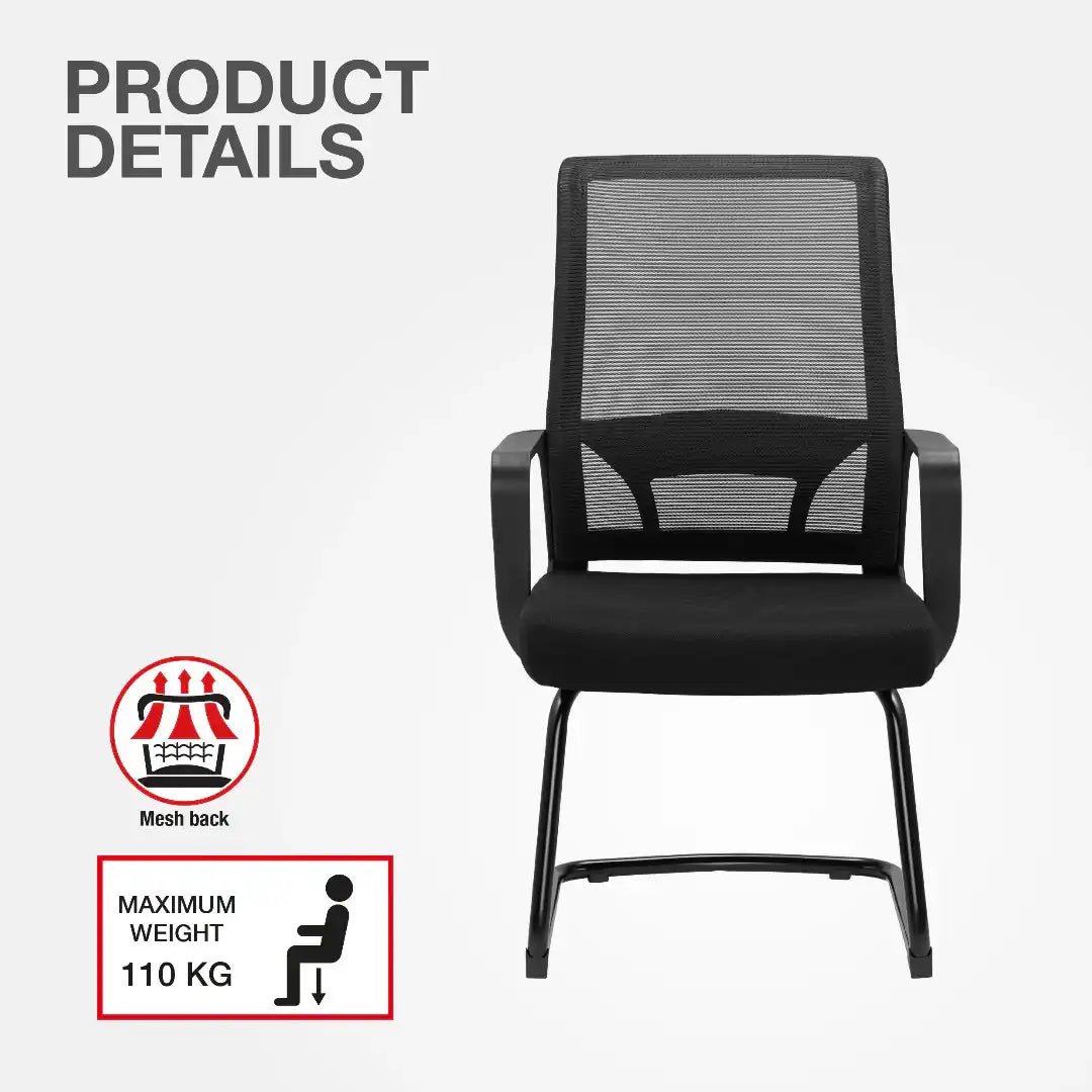 Cambridge Visitor Office Chair, Black (pair) - Price Crash Furniture