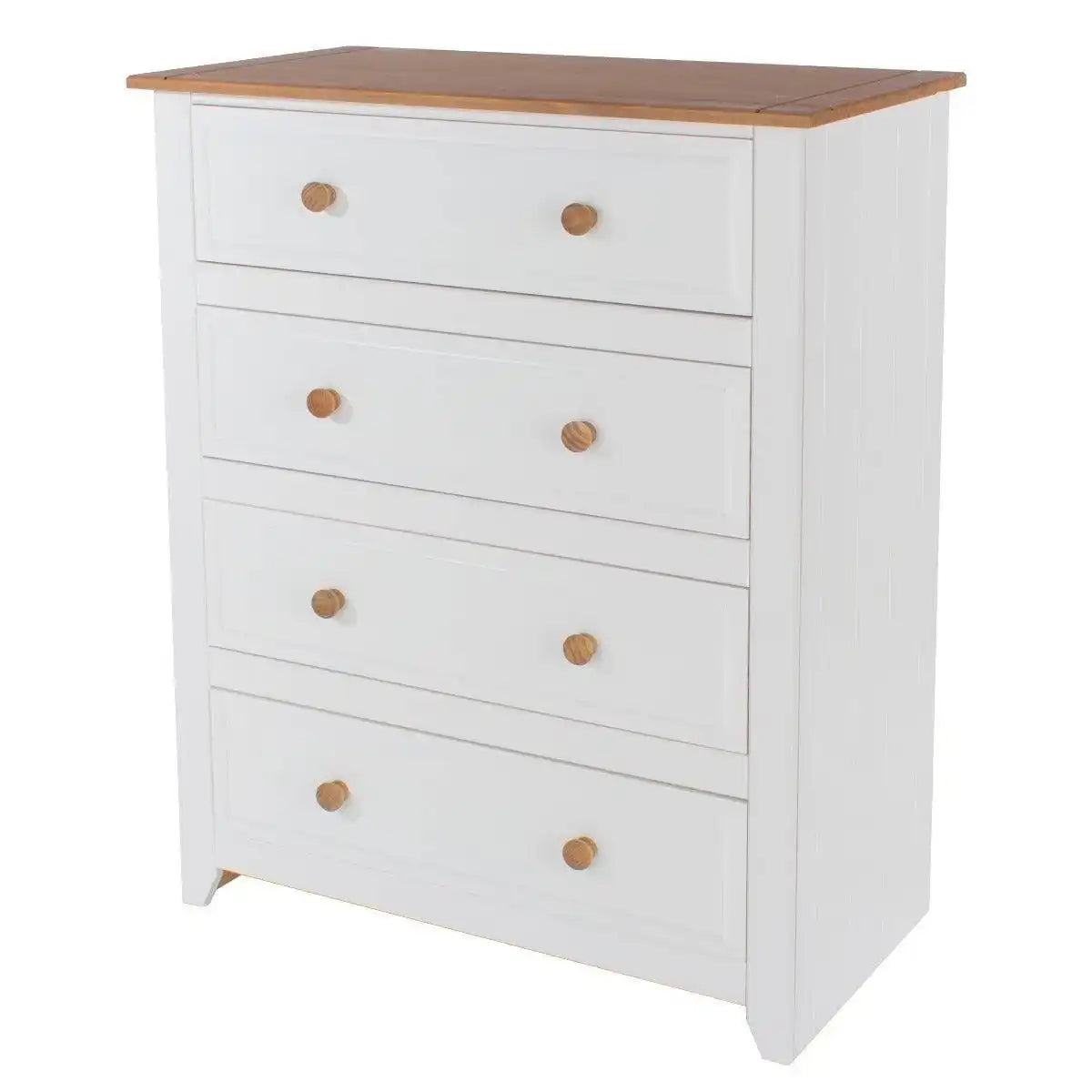 Capri 4 Drawer Chest of Drawers in White & Pine - Price Crash Furniture