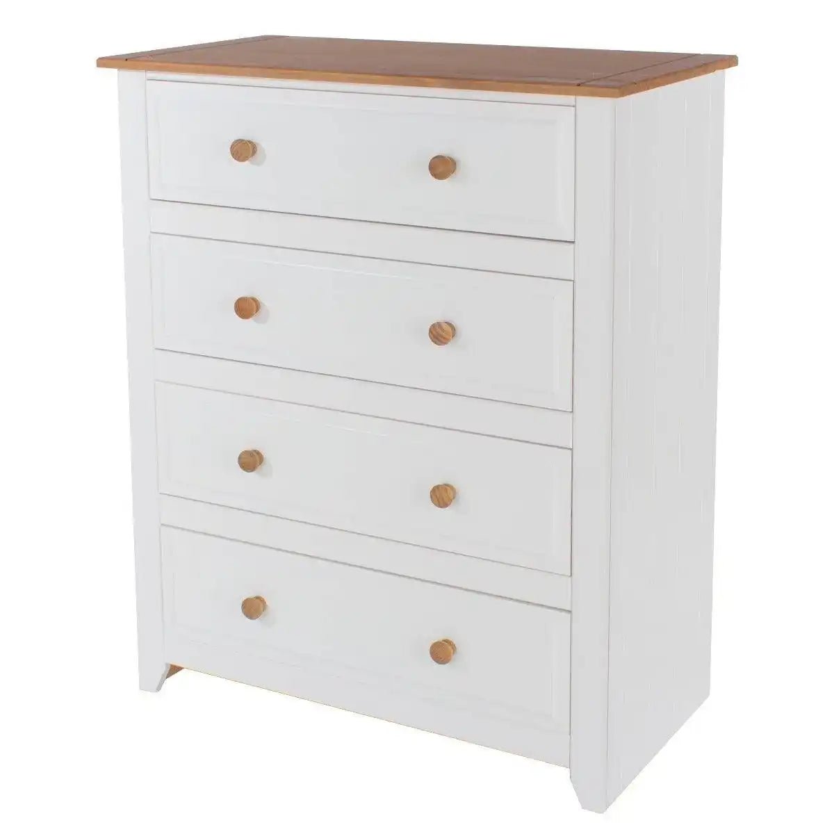 Capri 4 Drawer Chest of Drawers in White & Pine - Price Crash Furniture