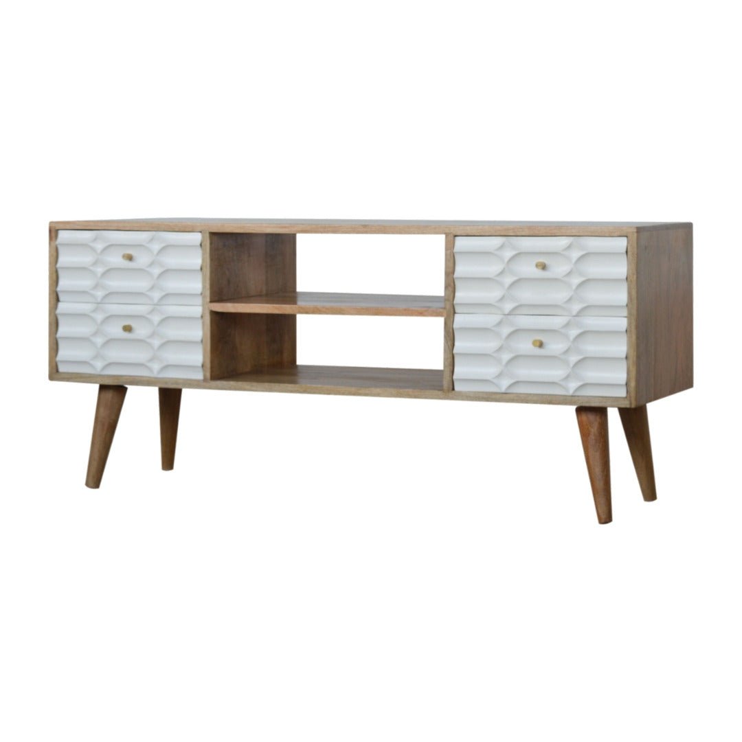 Capsule White Carved Media Unit - Price Crash Furniture