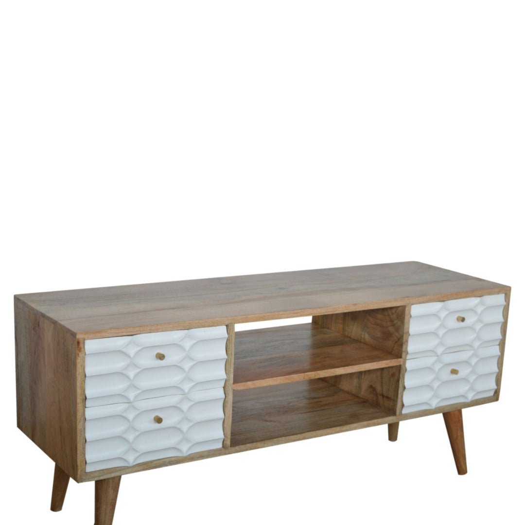 Capsule White Carved Media Unit - Price Crash Furniture