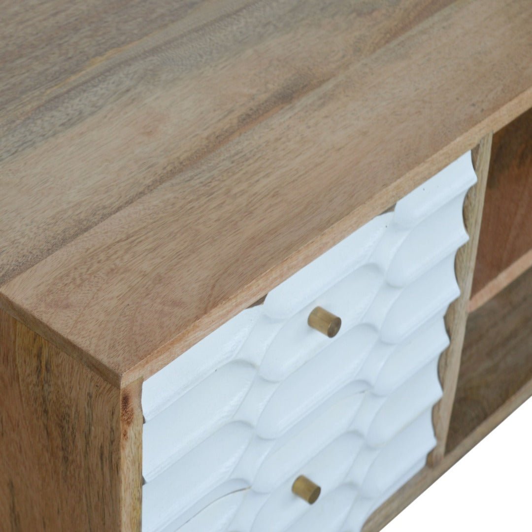 Capsule White Carved Media Unit - Price Crash Furniture