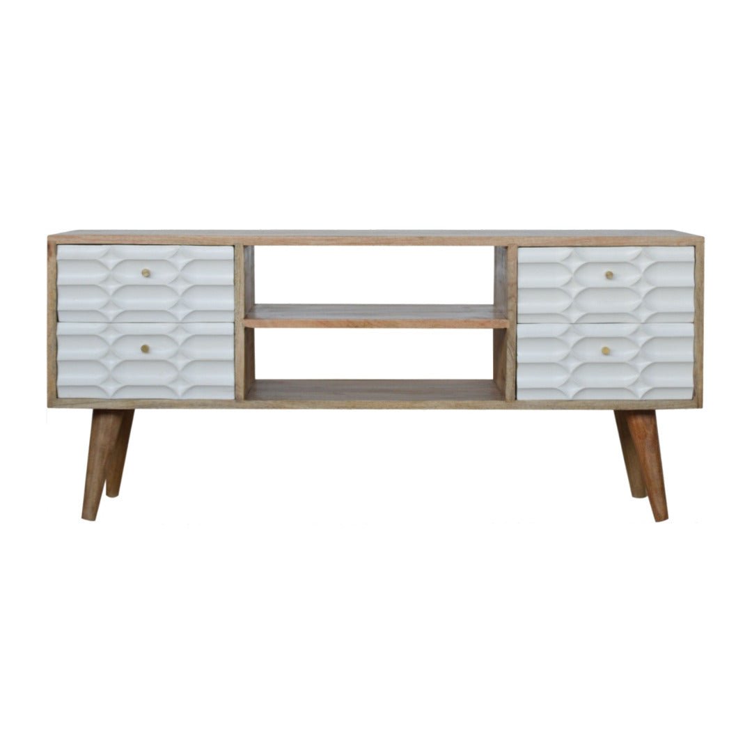 Capsule White Carved Media Unit - Price Crash Furniture
