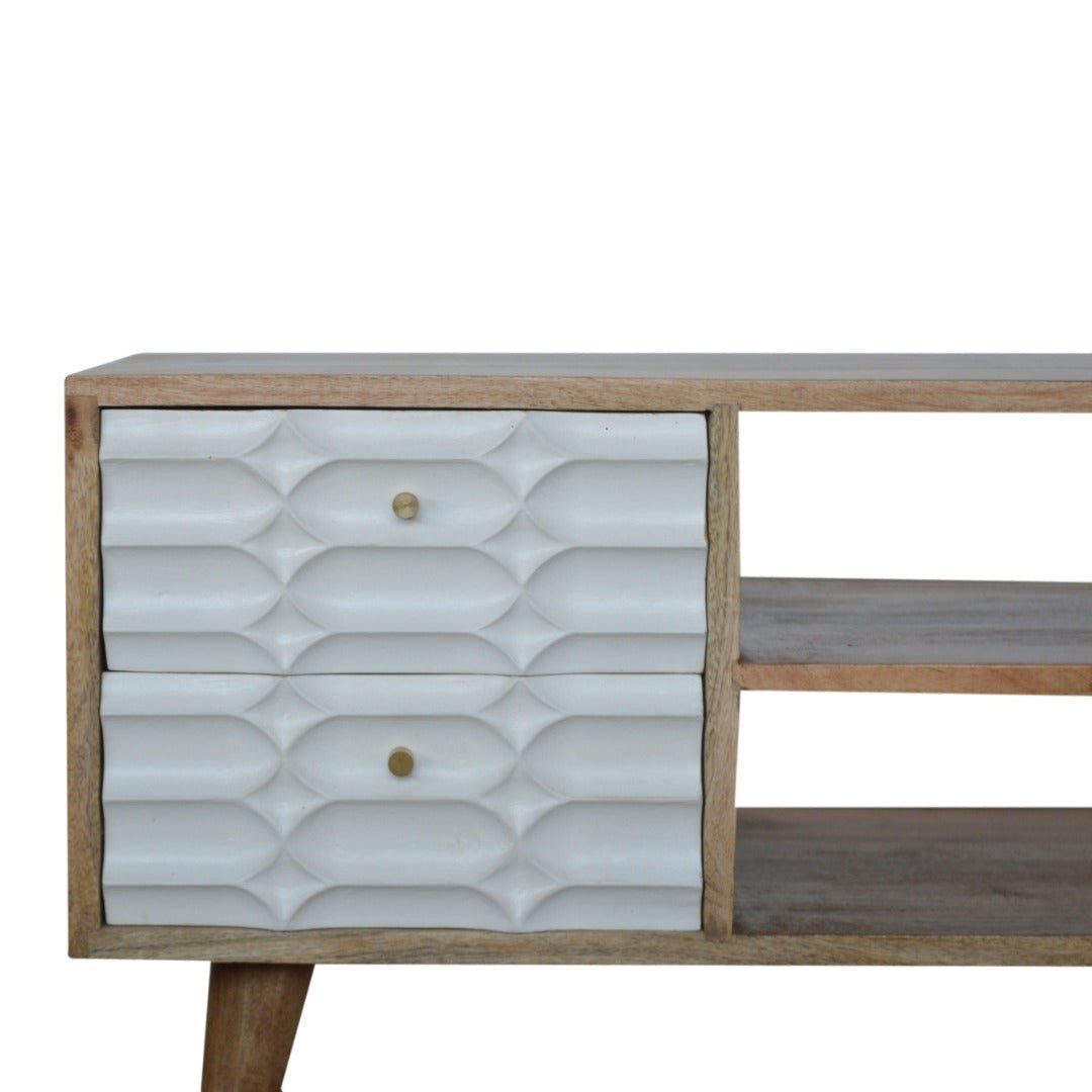 Capsule White Carved Media Unit - Price Crash Furniture