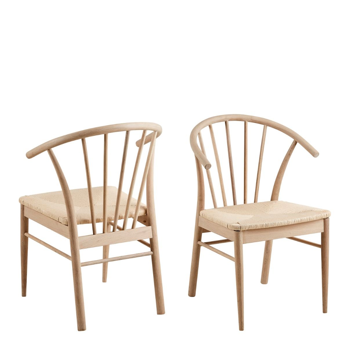 Cassandra Dining Chair With Armrest In White Oak Set Of 2 - Price Crash Furniture