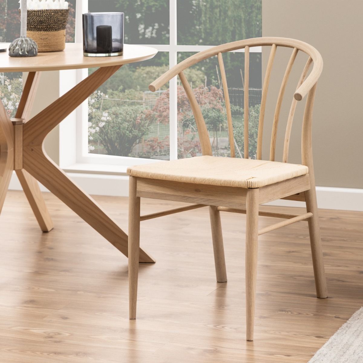 Cassandra Dining Chair With Armrest In White Oak Set Of 2 - Price Crash Furniture