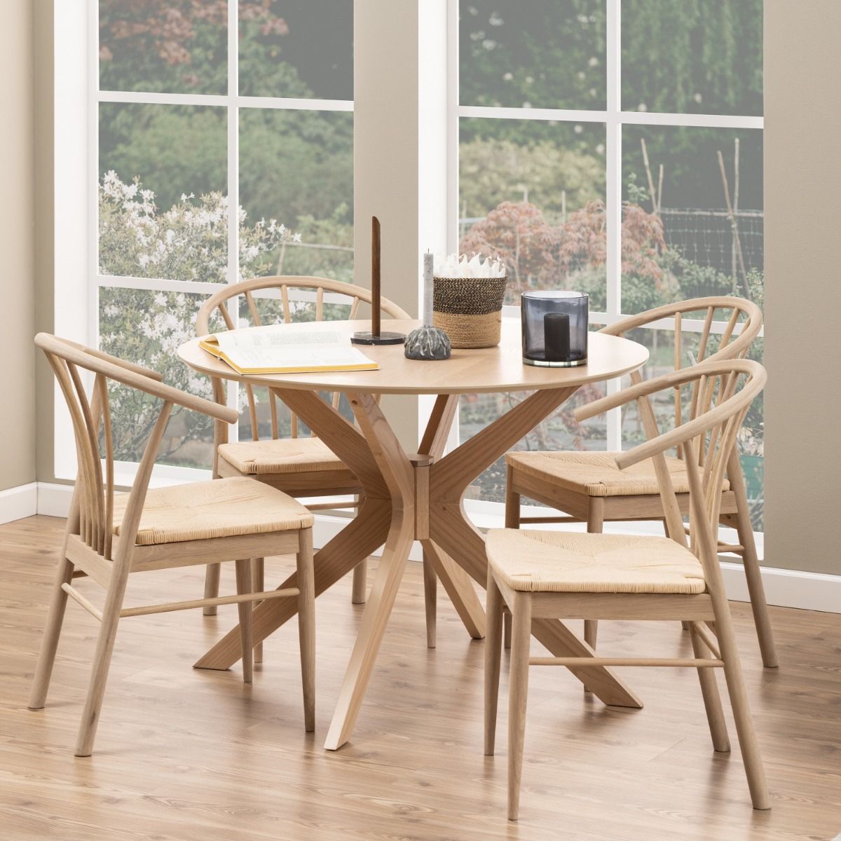 Cassandra Dining Chair With Armrest In White Oak Set Of 2 - Price Crash Furniture