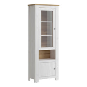 Celesto 2 Door Display Cabinet With LED Lights In White And Oak - Price Crash Furniture