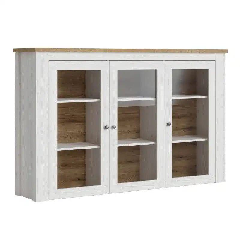 Celesto 3 Door Display Top Unit In White And Oak - Price Crash Furniture