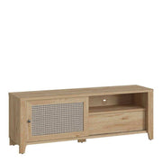 Cestino 1 Door 1 Drawer TV Unit In Jackson Hickory Oak And Rattan Effect - Price Crash Furniture