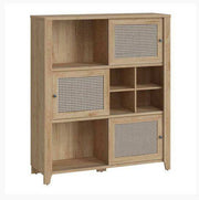 Cestino 3 Sliding Door Cabinet in Jackson Hickory Oak And Rattan Effect - Price Crash Furniture