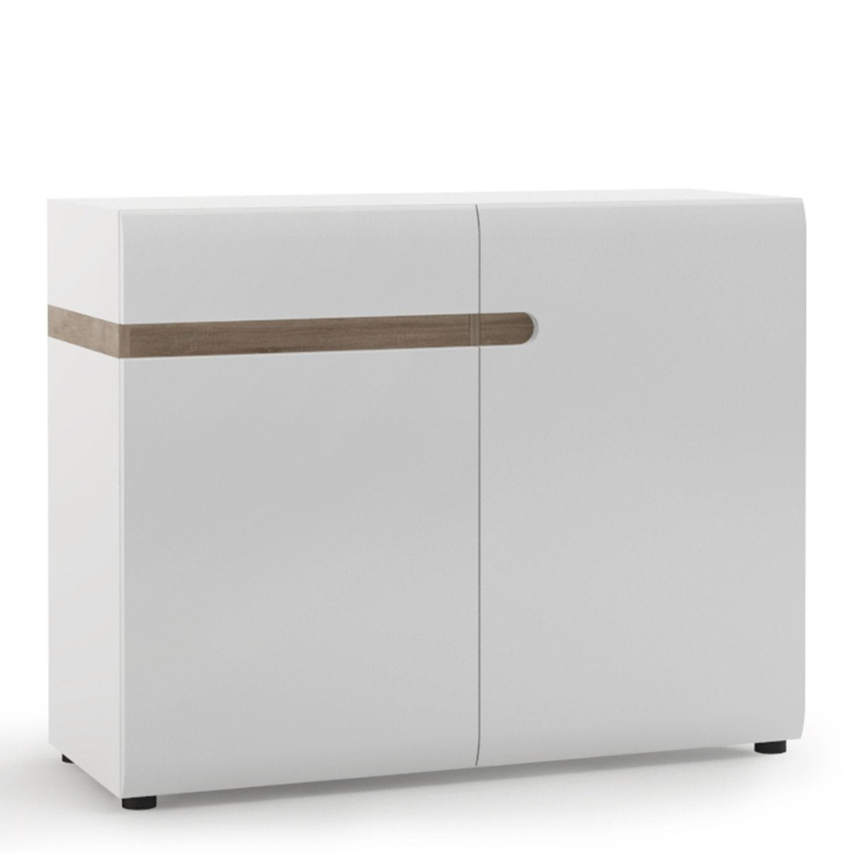 Chelsea Living 1 Drawer 2 Door Sideboard In White With A Truffle Oak Trim - Price Crash Furniture