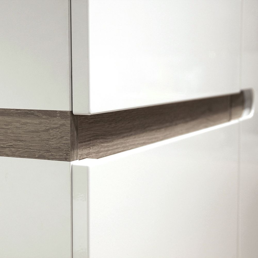 Chelsea Living 1 Drawer 2 Door Sideboard In White With A Truffle Oak Trim - Price Crash Furniture