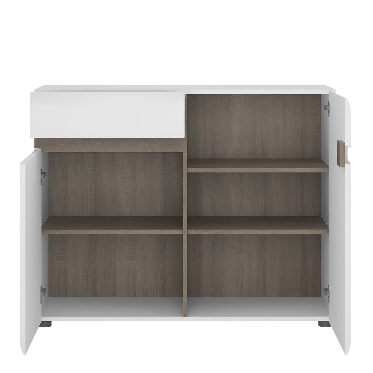 Chelsea Living 1 Drawer 2 Door Sideboard In White With A Truffle Oak Trim - Price Crash Furniture